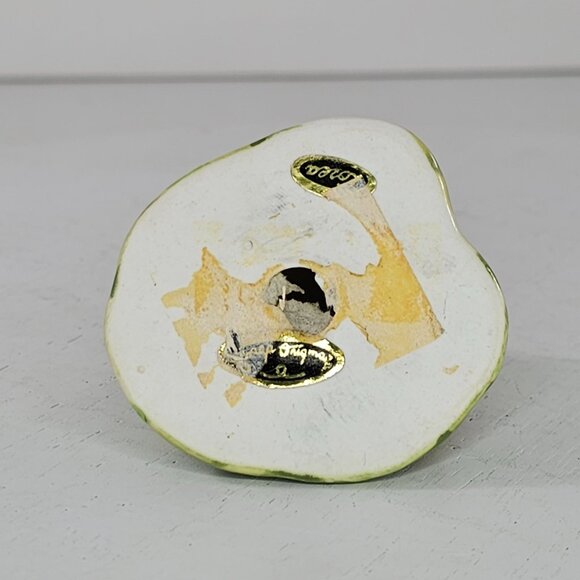 Vintage Josef Originals Ceramic Frog Figurine Lily Pad Red Flower - Picture 6 of 8